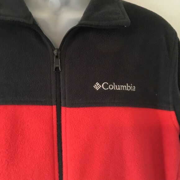 Columbia Men’s Red & Black Full Zip Fleece Jacket Size Medium - Picture 3 of 6